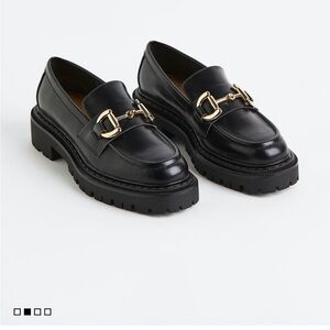 Platform black horsebite loafer 38